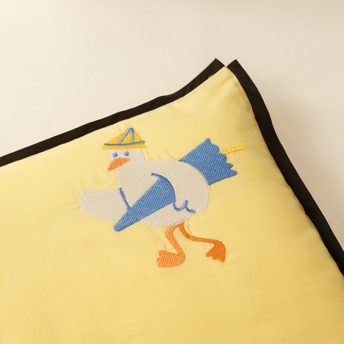 91家纺网 家纺一手货源 找家纺 喜多兔儿童家纺 2024新款高精密纯棉水洗棉枕套 黄色小鸭子