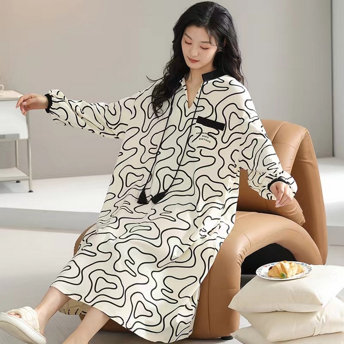 91家纺网 家纺一手货源 找家纺 （总）洛兰沙家居馆【只代发】【只代发】 2024新款睡裙女夏季新品针织棉公主风短袖睡裙家居服宽松女士棉全棉连衣裙可外穿