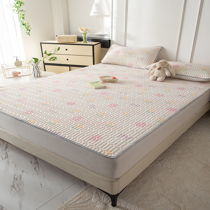 91家纺网 家纺一手货源 找家纺 佳梦达 新款0.4厚度纯色凉感丝乳胶凉席三件套（风格二） 星河