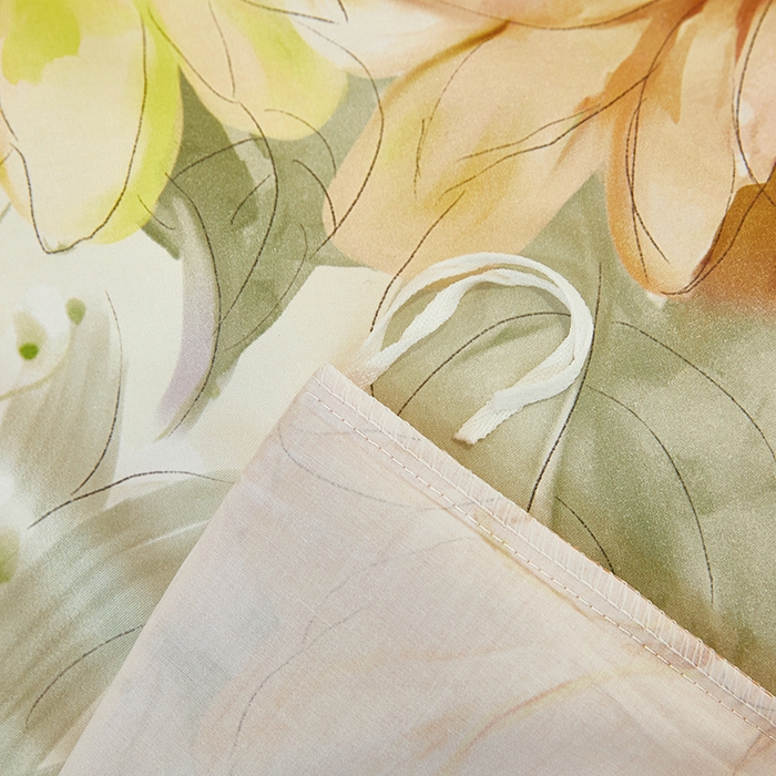 91家纺网 家纺一手货源 找家纺 雲归梦 2024新款全棉铂金棉数码印花四件套花的旅途 桔