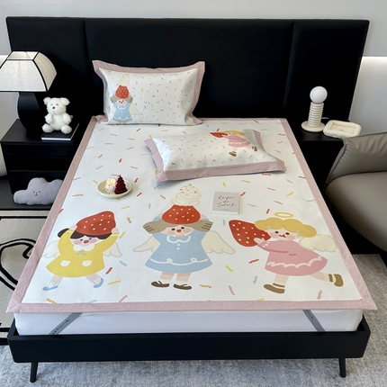 91家纺网 家纺一手货源 找家纺 （总）JUICY 橘滋家纺 2024新款A类数码印花抑菌冰丝床席款床笠款软凉席套件