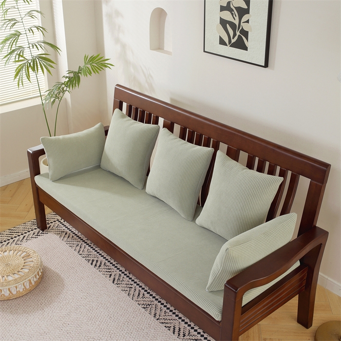 91家纺网 家纺一手货源 找家纺 共鸣沙发垫 2024新款50D高密度高回弹四季款海绵沙发垫 棉朵绒绿色