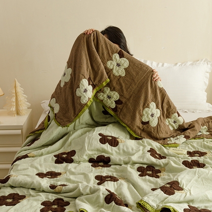 麻依 2024新款泡芙被夏季款五层纱布夏被夏凉被 花海
