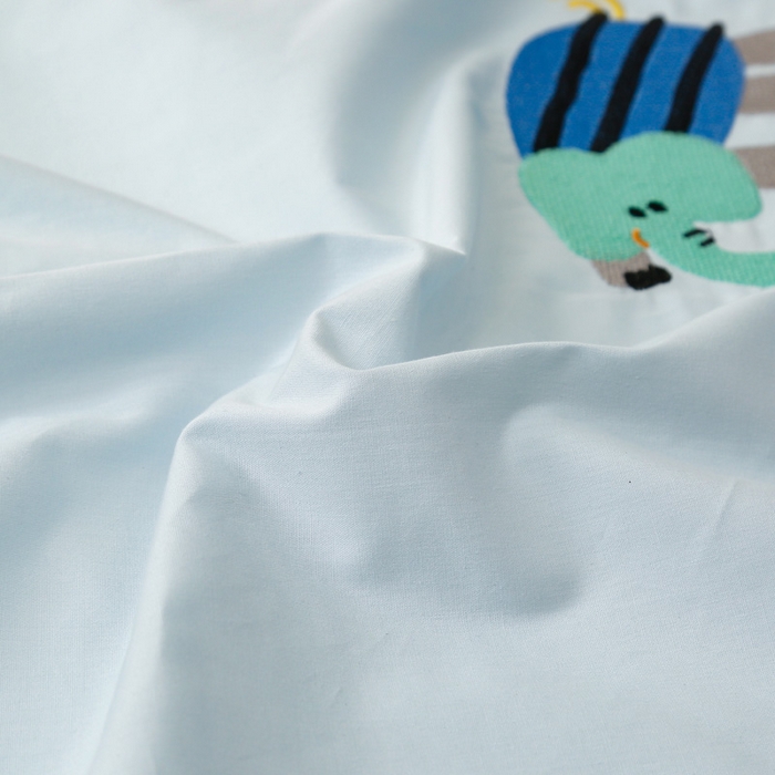 91家纺网 家纺一手货源 找家纺 喜多兔儿童家纺 2024新款高精密纯棉水洗棉枕套 蓝色小象崽