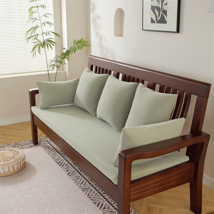 91家纺网 家纺一手货源 找家纺 共鸣沙发垫 2024新款50D高密度高回弹四季款海绵沙发垫 棉朵绒绿色