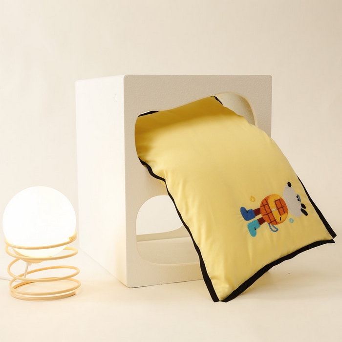 91家纺网 家纺一手货源 找家纺 喜多兔儿童家纺 2024新款高精密纯棉水洗棉枕套 黄色小狗崽