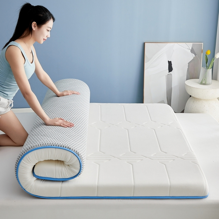 91家纺网 家纺一手货源 找家纺 祁恋婷家居 2024新款牛奶丝乳胶记忆棉床垫【床垫遮盖物】 梦幻白