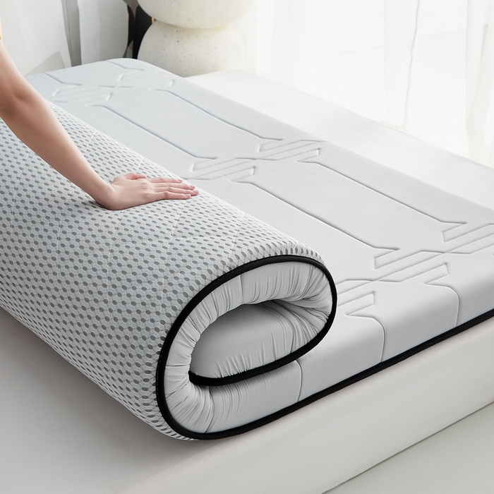 91家纺网 家纺一手货源 找家纺 祁恋婷家居 2024新款牛奶丝乳胶记忆棉床垫【床垫遮盖物】 梦幻灰