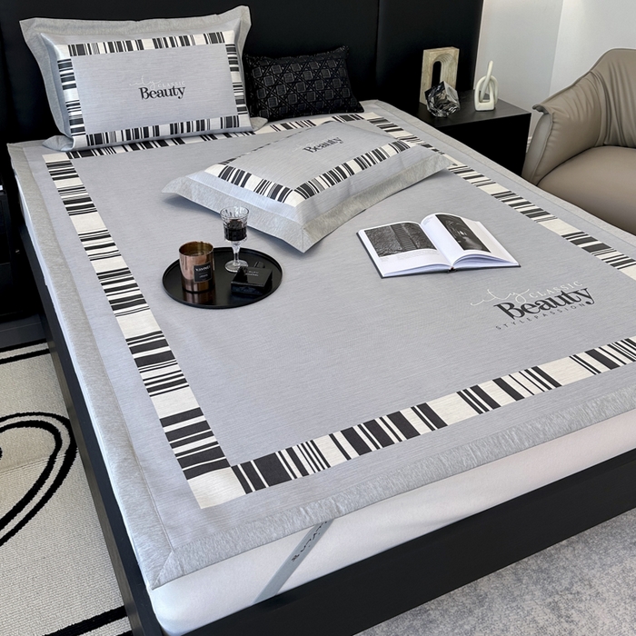 91家纺网 家纺一手货源 找家纺 JUICY 橘滋家纺 2024新款A类数码印花抑菌冰丝床席款床笠款软凉席套件 城市漫步（平席款）