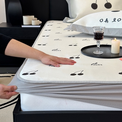 91家纺网 家纺一手货源 找家纺 （总）JUICY 橘滋家纺 2024新款A类数码印花抑菌冰丝床席款床笠款软凉席套件