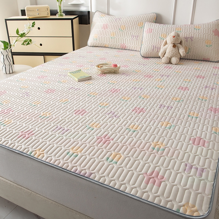 91家纺网 家纺一手货源 找家纺 佳梦达 新款0.4厚度纯色凉感丝乳胶凉席三件套（风格二） 星河