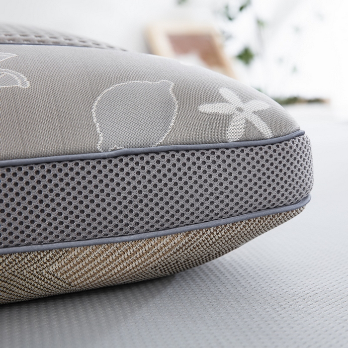 91家纺网 家纺一手货源 找家纺 纽乐家纺 2024新款冰丝透气茶叶枕 冰丝透气枕-拼色灰色35*55cm