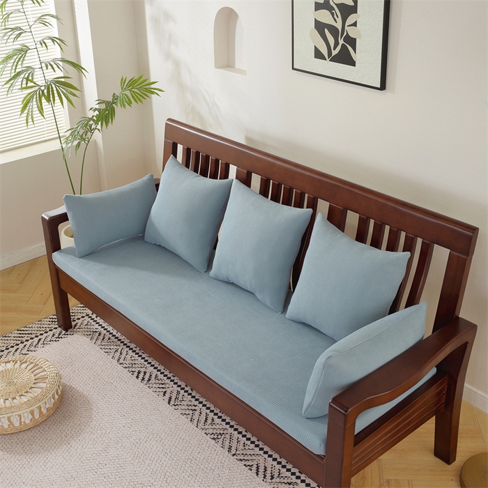 91家纺网 家纺一手货源 找家纺 共鸣沙发垫 2024新款50D高密度高回弹四季款海绵沙发垫 玉米粒绒蓝色