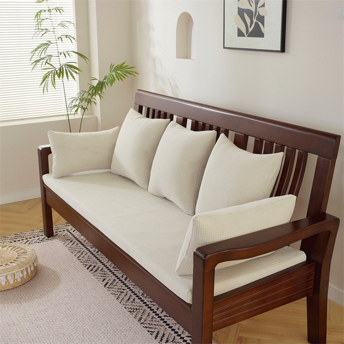 91家纺网 家纺一手货源 找家纺 共鸣沙发垫 2024新款50D高密度高回弹四季款海绵沙发垫 棉朵绒米白