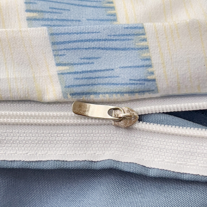 91家纺网 家纺一手货源 找家纺 楠沐家纺 2025新款无印风亲肤柔软水洗棉磨毛学生床四件套 棋盘格蓝