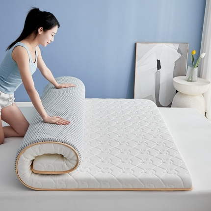 91家纺网 家纺一手货源 找家纺 祁恋婷家居 2024新款牛奶丝乳胶记忆棉床垫【床垫遮盖物】 云朵白