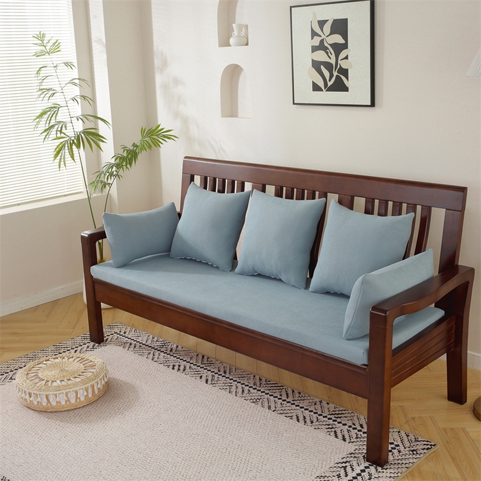 91家纺网 家纺一手货源 找家纺 共鸣沙发垫 2024新款50D高密度高回弹四季款海绵沙发垫 玉米粒绒蓝色