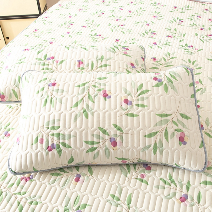 91家纺网 家纺一手货源 找家纺 佳梦达 新款0.4厚度纯色凉感丝乳胶凉席三件套（风格二） 一枝江南