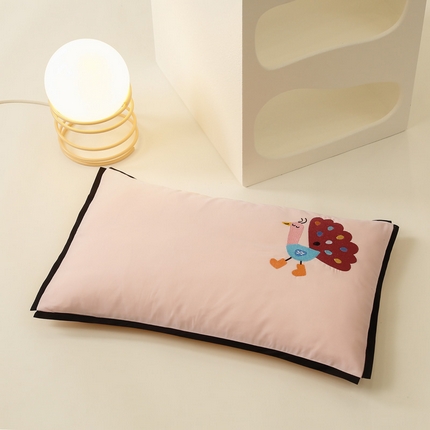 喜多兔儿童家纺 2024新款高精密纯棉水洗棉枕套 粉色小孔雀