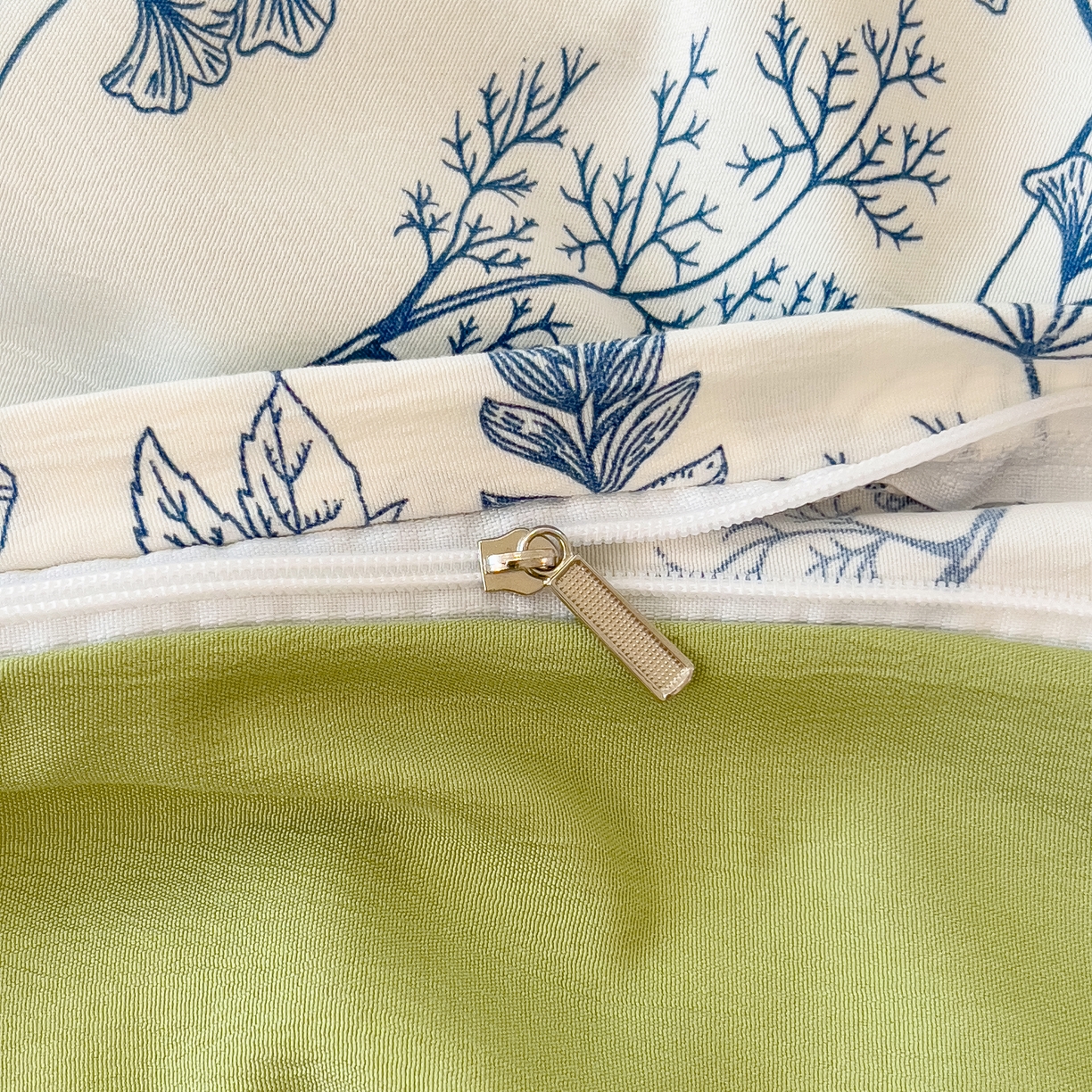 91家纺网 家纺一手货源 找家纺 宝士康家纺 2024新款水洗棉麻双层纱四件套系列  青花瓷