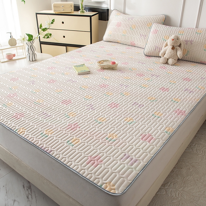 91家纺网 家纺一手货源 找家纺 佳梦达 新款0.4厚度纯色凉感丝乳胶凉席三件套（风格二） 星河