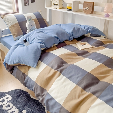 91家纺网 家纺一手货源 找家纺 （总）楠沐家纺 2025新款无印风亲肤柔软水洗棉磨毛学生床四件套