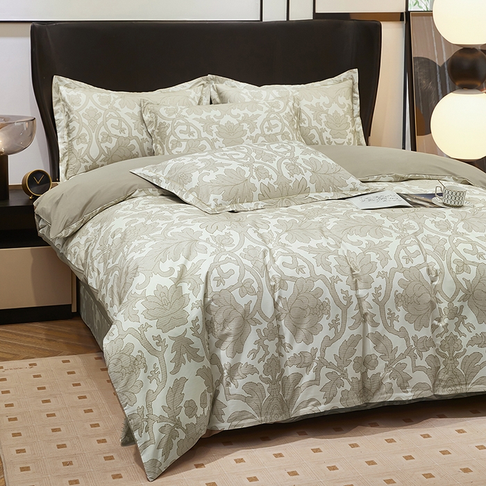 91家纺网 家纺一手货源 找家纺 雲归梦 2024新款全棉铂金棉数码印花四件套迷情欧典 咖