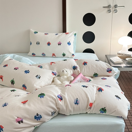 91家纺网 家纺一手货源 找家纺 （总）山舍家居 2024新款全棉双层纱四件套