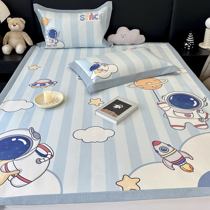 91家纺网 家纺一手货源 找家纺 JUICY 橘滋家纺 2024新款A类数码印花抑菌冰丝床席款床笠款软凉席套件 太空冒险（平席款）