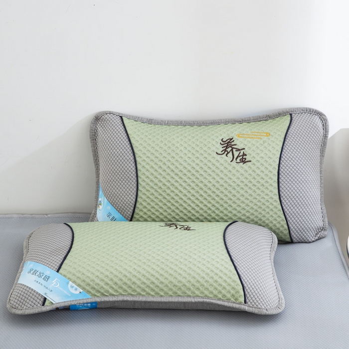 91家纺网 家纺一手货源 找家纺 纽乐 2024新款凉感冰豆豆枕茉莉花填充枕芯 35*55cm/只 绿灰