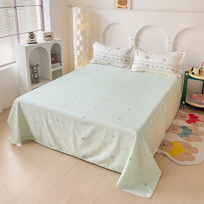 91家纺网 家纺一手货源 找家纺 楠沐家纺 2025新款亲肤柔软水洗棉磨毛印花被套 草莓小兔绿