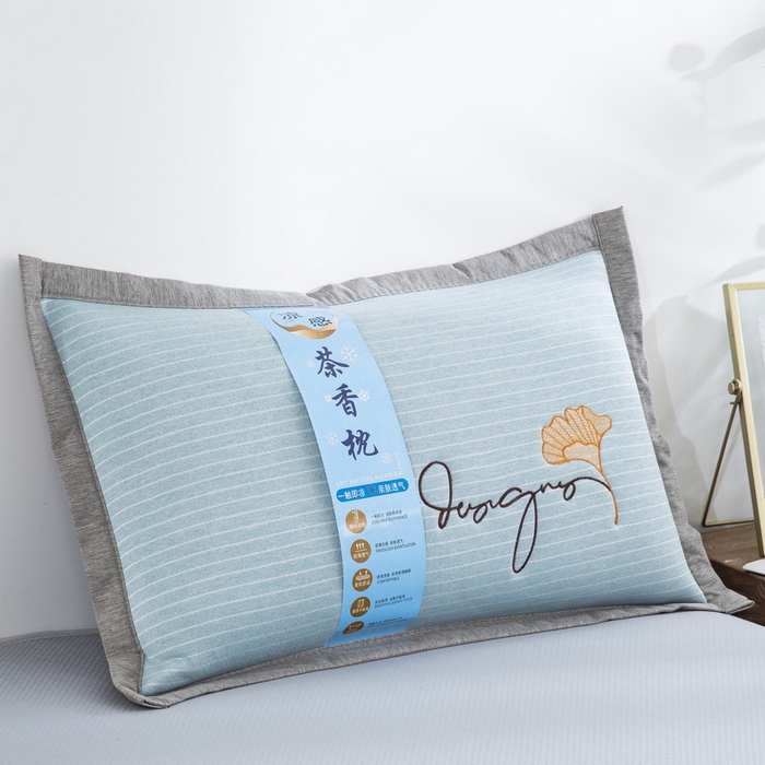 91家纺网 家纺一手货源 找家纺 纽乐 2024新款天然茶香枕家用枕头枕芯 天然茶香枕-蓝色 35*55cm/只