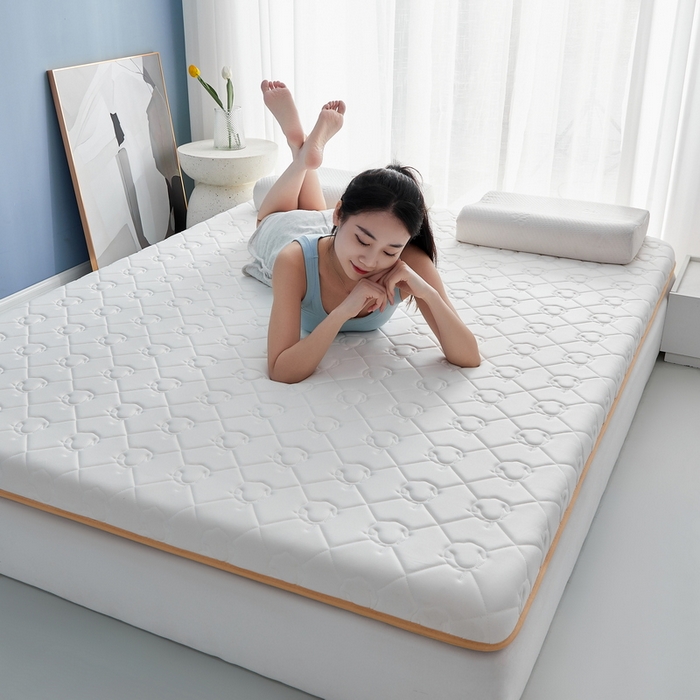 91家纺网 家纺一手货源 找家纺 祁恋婷家居 2024新款牛奶丝乳胶记忆棉床垫【床垫遮盖物】 云朵白