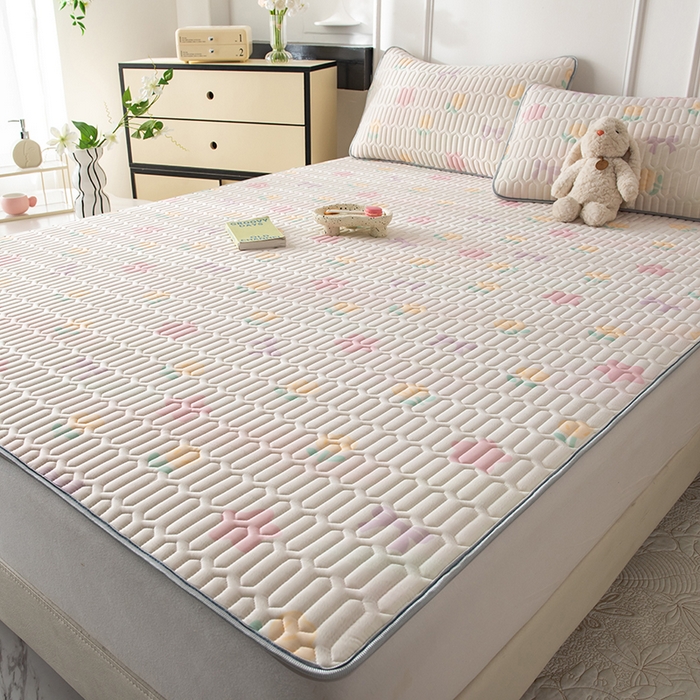 91家纺网 家纺一手货源 找家纺 佳梦达 新款0.4厚度纯色凉感丝乳胶凉席三件套（风格二） 星河