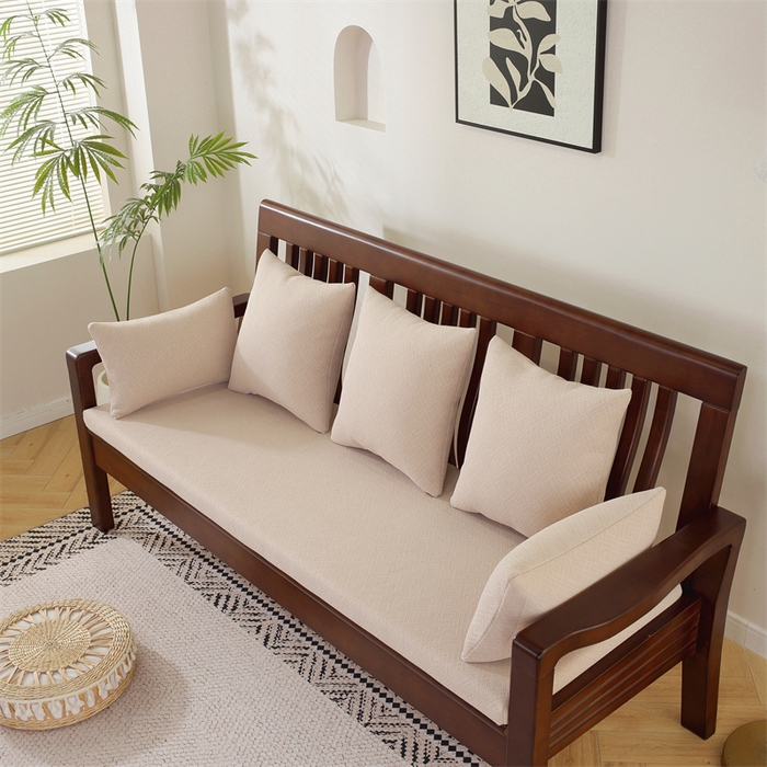 91家纺网 家纺一手货源 找家纺 共鸣沙发垫 2024新款50D高密度高回弹四季款海绵沙发垫 回形格浅咖