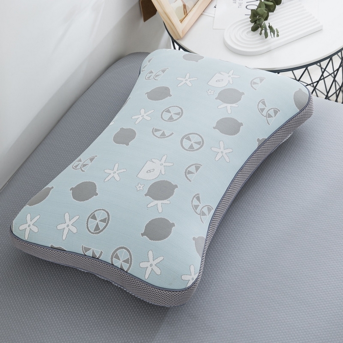 91家纺网 家纺一手货源 找家纺 纽乐家纺 2024新款冰丝透气茶叶枕 冰丝透气枕-蓝色35*55cm