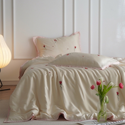 91家纺网 家纺一手货源 找家纺 （总）风向标家纺 2024新款LF兰精天丝绣花小黑边四件套