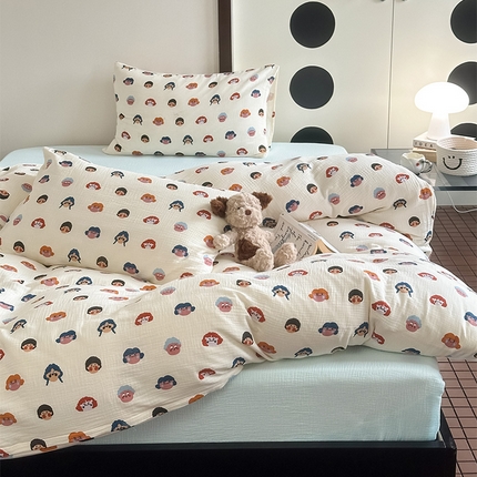 91家纺网 家纺一手货源 找家纺 （总）山舍家居 2024新款全棉双层纱四件套