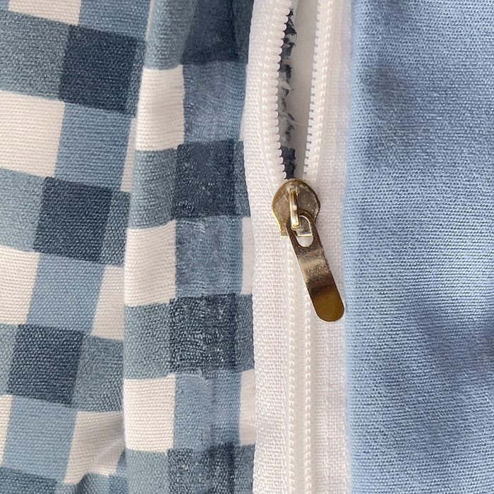 91家纺网 家纺一手货源 找家纺 楠沐家纺 2025新款无印风亲肤柔软水洗棉磨毛学生床四件套 蓝小格