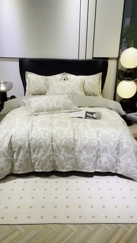 91家纺网 家纺一手货源 找家纺 雲归梦 2024新款全棉铂金棉数码印花四件套迷情欧典 咖