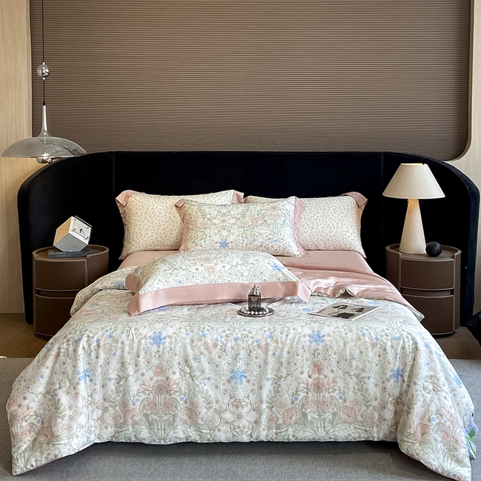 91家纺网 家纺一手货源 找家纺 梵克保罗 2024新款莱赛尔数码印花夏被四件套 花海缠绵