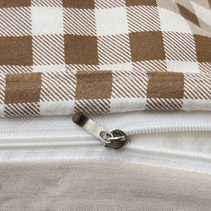 91家纺网 家纺一手货源 找家纺 楠沐家纺 2025新款无印风亲肤柔软水洗棉磨毛学生床四件套 咖小格