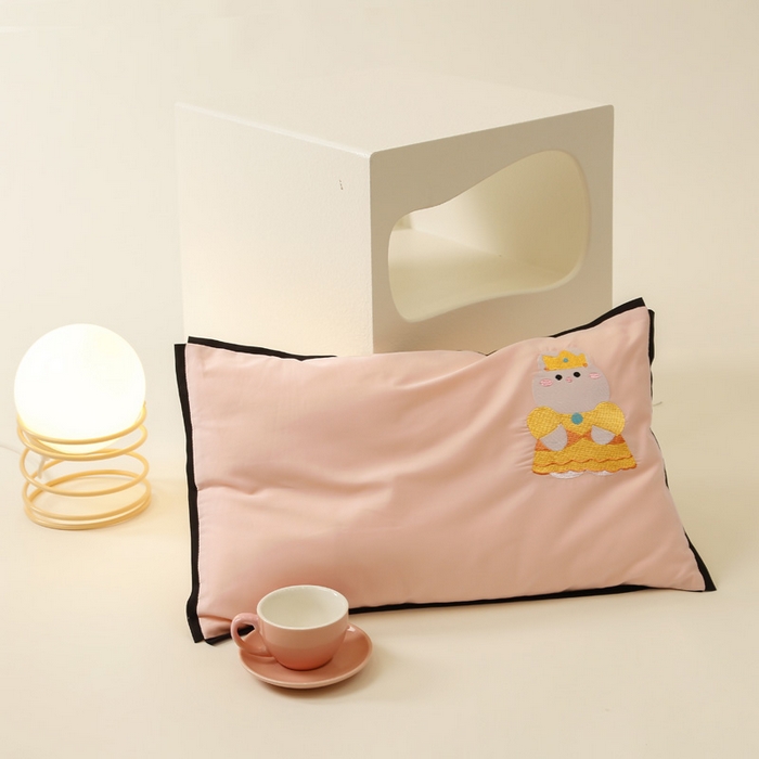 91家纺网 家纺一手货源 找家纺 喜多兔儿童家纺 2024新款高精密纯棉水洗棉枕套 粉色小兔子