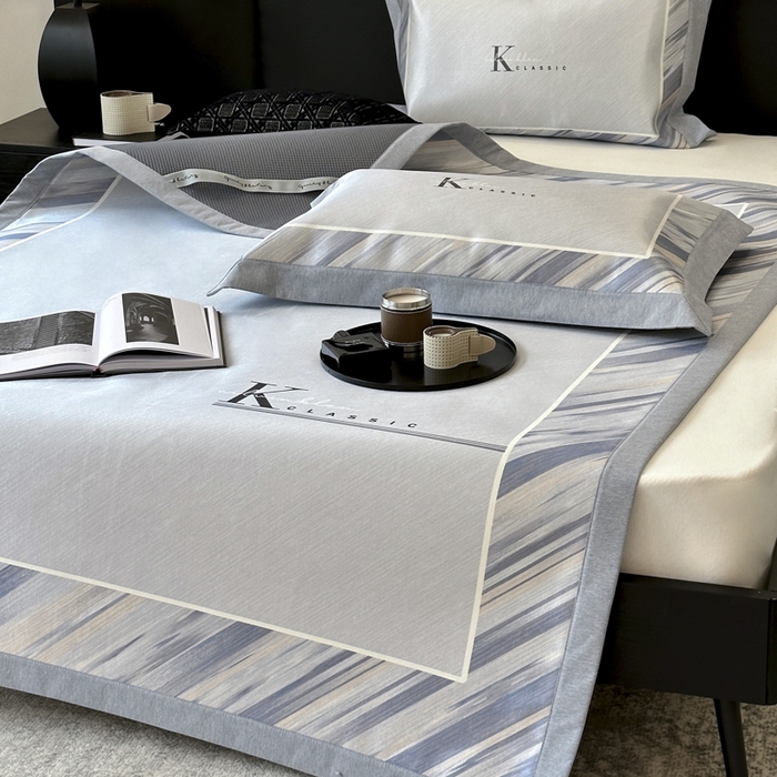 91家纺网 家纺一手货源 找家纺 JUICY 橘滋家纺 2024新款A类数码印花抑菌冰丝床席款床笠款软凉席套件 凯撒（平席款）