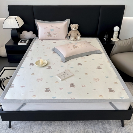 JUICY 橘滋家纺 2024新款A类数码印花抑菌冰丝床席款床笠款软凉席套件 露丝（平席款）