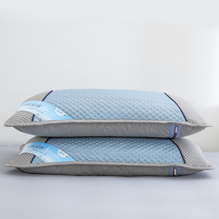 91家纺网 家纺一手货源 找家纺 纽乐 2024新款凉感冰豆豆枕茉莉花填充枕芯 35*55cm/只 蓝灰