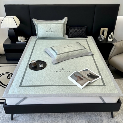 91家纺网 家纺一手货源 找家纺 JUICY 橘滋家纺 2024新款A类数码印花抑菌冰丝床席款床笠款软凉席套件 摩洛哥（平席款）