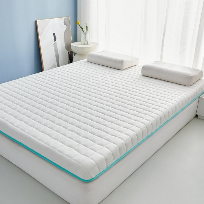 91家纺网 家纺一手货源 找家纺 祁恋婷家居 2024新款牛奶丝乳胶记忆棉床垫【床垫遮盖物】 格子白