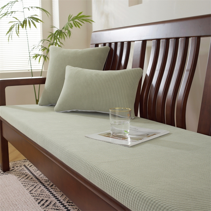 91家纺网 家纺一手货源 找家纺 共鸣沙发垫 2024新款50D高密度高回弹四季款海绵沙发垫 棉朵绒绿色