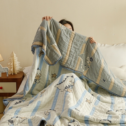 麻依 2024新款泡芙被夏季款五层纱布夏被夏凉被 小恐龙